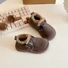 Zapatos Birkenstock para Niñas 2026 Nuevo Otoño/Invierno Suela Suave Antideslizantes Zapatos de Cuero con Felpa Zapatos de Princesa para Niña Pequeña Zapatos de Algodón para Bebé
