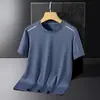 Camiseta de Manga Corta para Hombre de Marca de Verano de Moda, de Hielo de Seda Drapada, Malla Fina de Secado Rápido, Holgada, Estilo Coreano, Talla Grande, Top de Playa