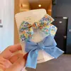 Pinza de pelo de lazo floral fresca estilo coreano para niños, pinza de presión color macarrón, clip de flujo marino, clip lateral, juego de accesorios para el cabello