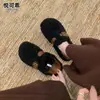 Zapatos de piel Birkenstock de suela plana para mujer 2026 otoño e invierno nuevos slip-on bidireccionales zapatos de frijol de felpa Mary Janes zapatos de algodón