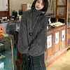 Suéter de gola alta em tricô de tranças liso estilo coreano para mulheres, nova coleção de inverno, com um design relaxado e estiloso, perfeito como uma camada interna de caimento solto.