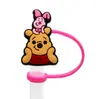 Gorra de Paja de Dibujos Animados Winnie the Pooh Transfronteriza Taza de Agua Creativa Cubierta de Popote de Silicona Tapón de Popote a Prueba de Polvo Venta al por Mayor en Stock