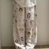 Lindo Pequeño Jade Estilo Coreano Dibujos Animados Ropa de Casa Pijama para Mujer Verano Casual Pantalones Anti-Mosquitos Se Pueden Usar Afuera Holgados Talla Grande Pantalones de Pierna Recta