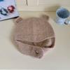 Estilo japonês bonito tridimensional urso orelha boné de lã das mulheres outono e inverno novo quente malha orelha proteção cap lei feng cap
