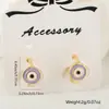 Distrito Lu Moda Europea y Americana Chapado en Cobre Oro de 18 Quilates Gota de Aceite Ojos Arete Pequeño Femenino Mini Pendientes Personalizados Suministro Transfronterizo