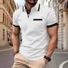 Camisa Polo de Verano para Hombre de Manga Corta con Bolsillo de Botón, Talla Europea Transfronteriza, con Estampado 3D, Polo Casual de Moda