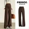 Calça pantalona de cintura alta para maternidade primavera/verão, nova calça reta primavera/outono, calça de yoga casual para uso ao ar livre, alta elasticidade, não aperta a barriga