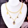 Estilo Exagerado Transfronterizo Europeo y Americano Regalo del Festival del Bote del Dragón Collar de Doble Capa con Diamante de Circonita Azul Conjunto de Pulsera de Acero de Titanio Pendientes