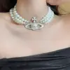 Collar de Perlas Saturno de Diseñador para Mujer, Lujo Ligero, Elegante, Gama Alta, Cadena para Clavícula, Apilable Multicapa, Intrincado, Collares Brillantes