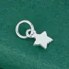 Pingente de Estrela de Cinco Pontas em Prata de Lei S925 Charme de Estrela com Bolinhas Acessórios para Pulseira e Colar com Contas Pequenas Joias de Prata de Lei