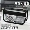 Estuche transparente negro, doble capa, gran capacidad, impermeable de PVC, adecuado para llevar al salón de exámenes, patrón de cuadros simple, caja de papelería para estudiantes
