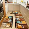 Tapetes de Chão de Veludo de Cristal Americano Retrô Transfronteiriços Tapetes de Chão Absorventes de Água e Óleo para Cozinha Conjunto de Três Peças Resistente a Manchas Doméstico Pronto para Entrega