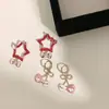 Aretes de Gato Estrella de Contraste de Color para Mujer, Estilo Dulce y Fresco, Accesorios Versátiles de Alta Gama de Estrella de Cinco Puntas en Rosa
