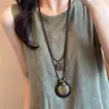 Collar Colgante de Madera Geométrico Retro Estilo Étnico Lujo Ligero Sensación de Alta Gama Cadena para Suéter Personalidad de Nicho Accesorio de Collar Versátil para Mujer