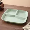 Plato Especial para Cena Reductor de Grasa Tres Compartimentos Plato para Servir Reductor de Grasa Paja de Trigo Anticaída Plato Doméstico Plato de Servicio de Alto Valor