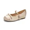 Sapatos Mary Jane femininos com aumento interno de altura, design de laço discreto, lindos sapatos estilo francês que são confortáveis de usar com saias da moda no início do outono