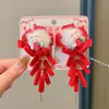 Horquilla Roja Estilo Chino Año Nuevo Infantil Estilo Antiguo Hanfu Clip con Borla Accesorio para el Cabello Adorno de Lazo para el Cabello de Niñas Pinza para el Cabello