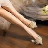 Sapatos de Casamento de Salto Grosso Noiva Mulheres Ele Mostra Vestido de Casamento Dois Usos Sapatos de Cristal 2025 Novo Primavera Salto Alto