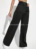 Jeans Rectos de Tiro Alto Americanos de Comercio Exterior para Mujer 2025 Nuevo Otoño Pequeños Sueltos Caídos Color Liso Pantalones de Pierna Ancha