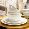 Juego de Cuencos y Vajilla de Cerámica de Jingdezhen para Uso Doméstico, Vajilla de Porcelana de Hueso de Alta Estética, Juego de Cuenco y Plato DIY para Regalo de Inauguración