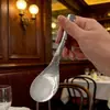 Colher Espessa de Aço Inoxidável Martelado com Cabo Curto, Colher de Chá Doméstica, Colher de Sopa, Acabamento Fosco de Alta Qualidade, Colher de Arroz, Colher Redonda