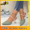 Sapatos de Salto Alto Estilo Coreano para Uso Externo, Sandálias Meio-Chinelo de Bico Fino de Uma Linha que Aumentam a Altura, Estilo Quente Primavera/Outono 2025, Sandálias Um-Sapato-Dois-Usos para Mulheres