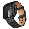 Adecuado para Correas de Apple Watch Piel Ap Acero Inoxidable Correa de Piel con Patrón Crazy Horse Correa Iwatch1109Ultra3 Venta al por Mayor