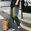 Jeans Masculino Primavera e Verão Novo Estilo Simples Design de Cintura Alta Senso de Design Solto Emagrecimento Reto Pop Jeans de Perna Larga