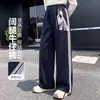 Calça jeans feminina primavera e outono 2026 novo modelo calça infantil outono precoce calça casual para crianças maiores calça wide leg versátil