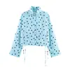 Roupas femininas europeias e americanas transfronteiriças, moda casual de alta venda no AliExpress, conjunto de top + shorts com bolinhas multicoloridas