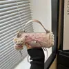 Bolso de mano de lunares con lazo, moderno y dulce, estilo coreano, compacto y elegante, bolso cruzado cilíndrico elegante