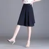 Shorts de chifon plus size para mulheres de 100kg, calça pantalona solta de cintura alta para mães de meia-idade e idosas, calça-saia falsa de duas peças