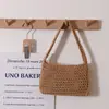 Bolso Tejido de Algodón Simple Estilo Coreano para Mujer, Nuevo Bolso de Paja Crochet Hecho a Mano de Color Sólido, Bolso de Playa para Vacaciones en la Costa