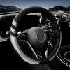 Funda para volante de coche con costuras de cuero, un artículo popular de exportación transfronteriza, apta para todas las estaciones, protector de volante sin anillo interior