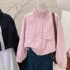 Chaqueta de moda coreana de estilo suelto con cuello alto y dobladillo con cordón para mujer, ropa de trabajo para exteriores, chaqueta casual, nueva para Primavera y Otoño 2025