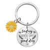 Llavero europeo y americano transfronterizo girasol anima llavero de acero inoxidable para enviar a niños a novias con letras de regalo a mano