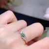 Anel de esmeralda natural fresco natural super luxo super atmosfera tamanho: Prata 925 banhada a ouro branco 3*5mm