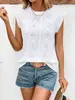 2026 Verano Nuevo Transfronterizo Europeo y Americano Comercio Exterior Ropa de Mujer Amazon Cuello Redondo Jacquard Manga Corta Holgada Camiseta Chaleco para Mujer