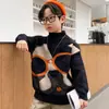 Roupas infantis para meninos suéter de outono e inverno camisa de base crianças médias e grandes 2023 Roupas de inverno suéter de gola redonda média para meninos atacado moda