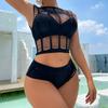 Body Sexy em Renda de Rede Bodysuit Europeu e Americano Comércio Exterior Bandeau Macacão Biquíni Saia de Rede para Quadril W590