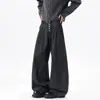 Pantalones Casuales de Estilo Americano de Moda Transfronterizos con Pliegues, Pierna Recta, Rayas para Hombres y Mujeres, Corte Holgado y Tacto Fluido, Jeans