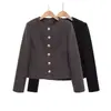 Comércio Exterior Transfronteiriço Roupas Femininas Primavera e Outono de 2026 Moda Europeia e Americana Elegante Blazer de Botão Único com Gola Redonda para Mulheres F71187