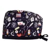 Gorro Quirúrgico Estampado de Algodón Puro, Gorro de Cúpula Simple Ajustable sin Visera, Gorro de Trabajo Estampado de Cúpula Dental para Niños