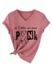 Em outubro vestimos rosa Amazon wish estação independente moda casual feminina camiseta gola V manga curta