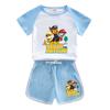 Conjunto deportivo de verano para niñas de dibujos animados del equipo Wang Wang 2022 nueva ropa para niños estilo occidental niño guapo casual traje de dos piezas