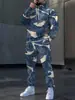 2025 Sudadera con capucha informal holgada nueva tendencia cruzada de comercio exterior europeo y americano Temu Conjunto de sudadera y pantalones de chándal para hombre
