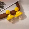Pendientes de Hongo de Rafia Hechos a Mano de Venta Caliente Transfronteriza, Pendientes de Moda y de Alta Gama, Pendientes de Estilo Bohemio