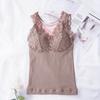 Ropa interior térmica extra grande para mujer, chaleco cálido, top con terciopelo extra, adelgazante, encaje, chaleco básico