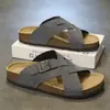 Chinelos de Cortiça Grande Tamanho para Homens, Sapatos Birkenstock Moda Verão, Chinelos Antiderrapantes para Casa Masculinos, Sandálias Casuais de Praia para Uso Externo