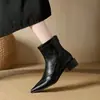 Botines retro de punta fina estilo francés para mujer, colección otoño/invierno 2026, con forro de felpa, cremallera trasera, diseño ajustado, botines tipo calcetín elásticos y botas de color nude